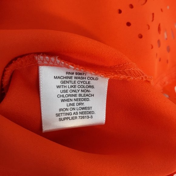 SOLD--Liz Claiborne Woman Blouse Women's 1X Orange Eyelet Career Business Shirt - Picture 6 of 8